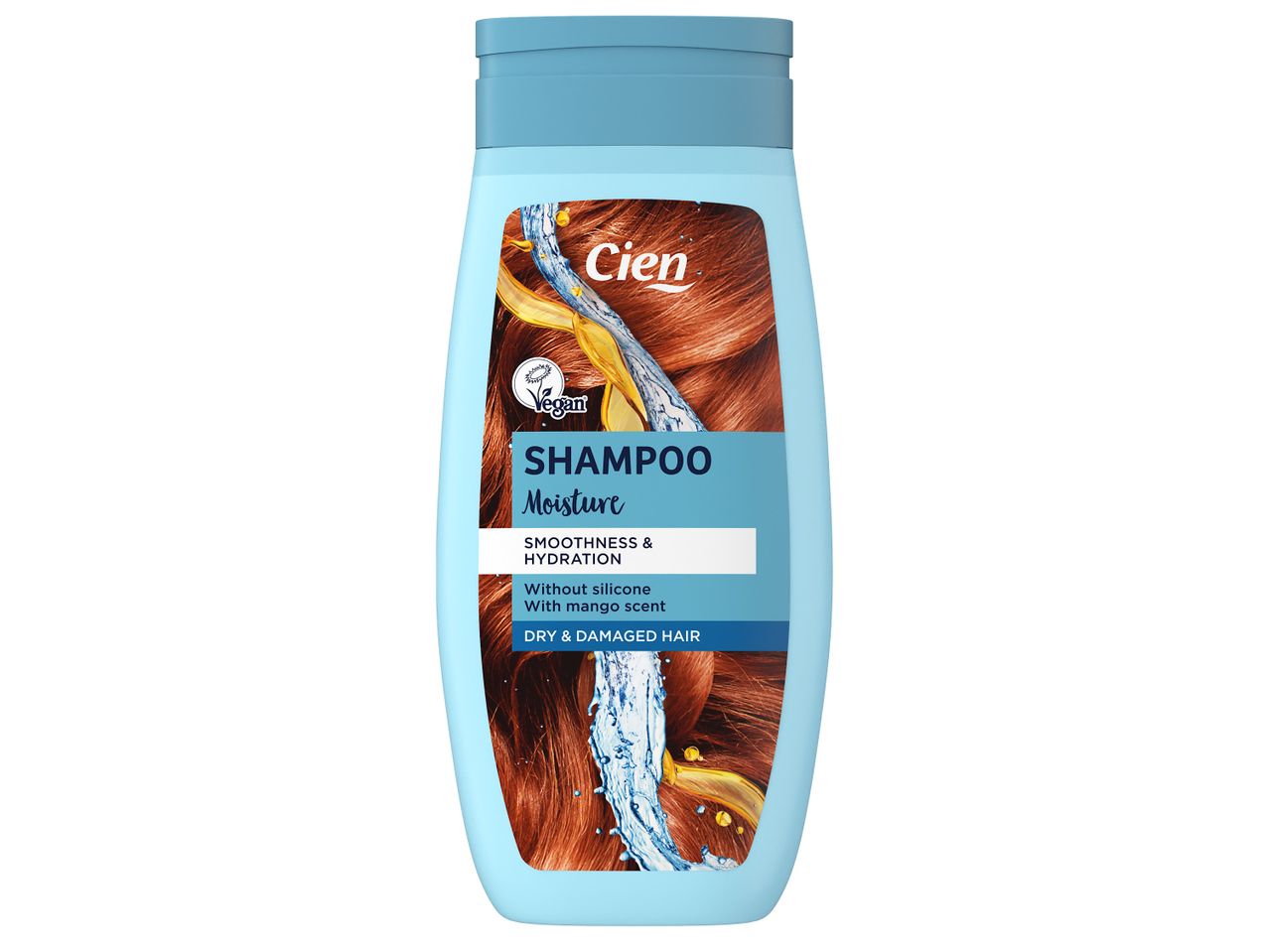 Шампоан Cien Moisture за суха и увредена коса с аромат на манго.