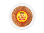 A clear plastic container of classic pico de gallo, 120g, with a yellow and red label.