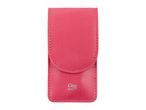 A pink leather case for nail clippers or similar small tools.