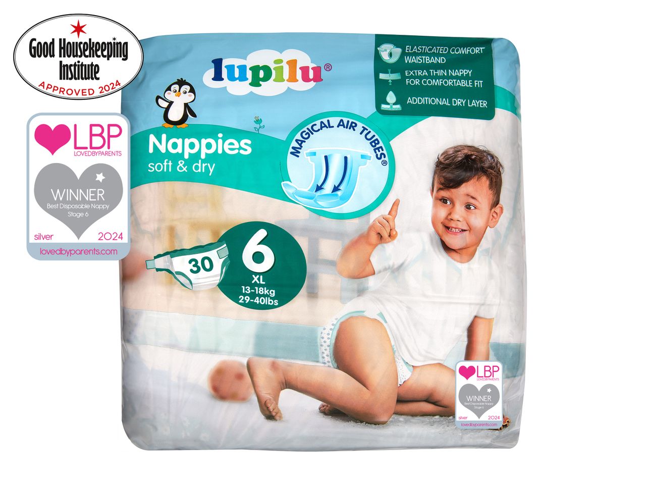 Lupilu nappies, soft & dry, size XL, LovedByParents award winner.