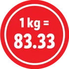 f 1 kg = 83.33