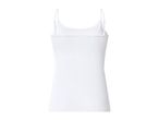 White women's camisole with adjustable spaghetti straps, back view