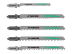 PARKSIDE jigsaw blades for various wood cutting tasks, including basic, clean, reverse, and speed cuts.