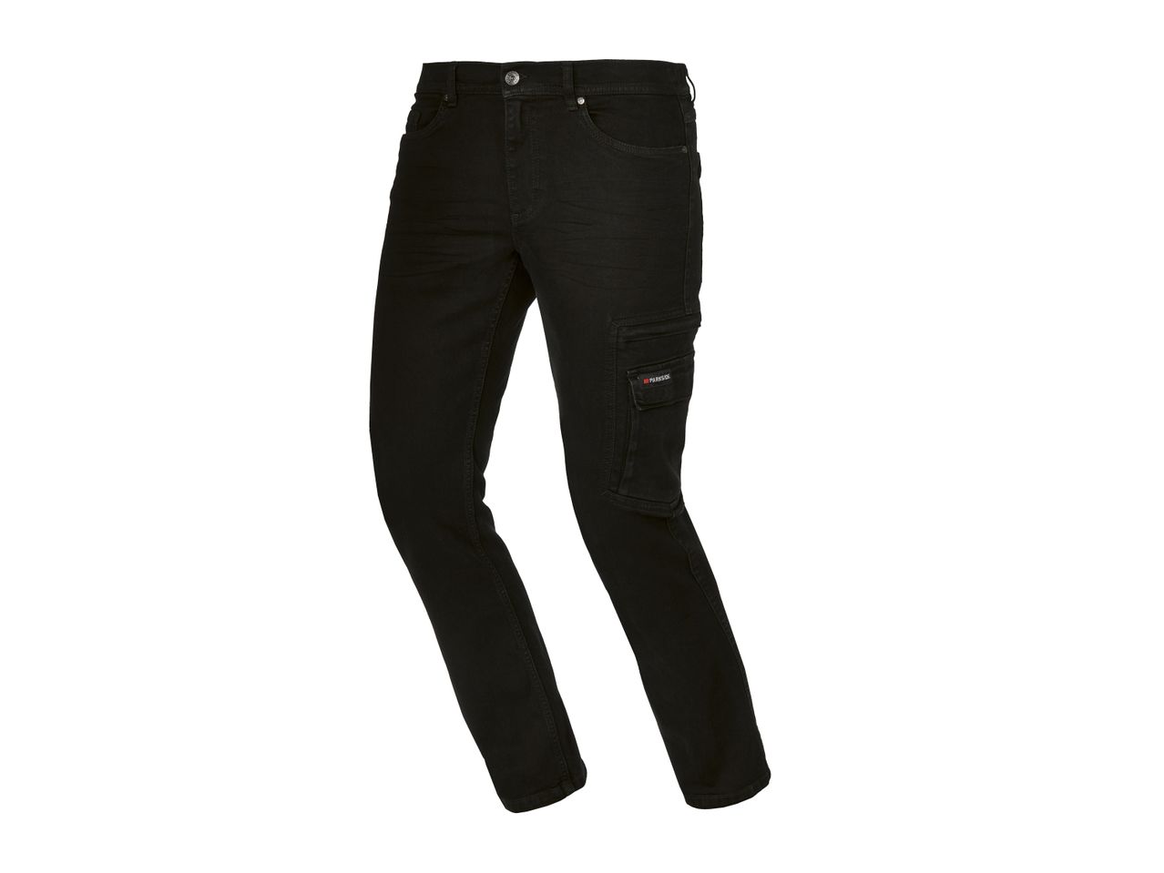 Pantaloni in jeans da lavoro neri da uomo con tasche laterali e passanti per cintura
