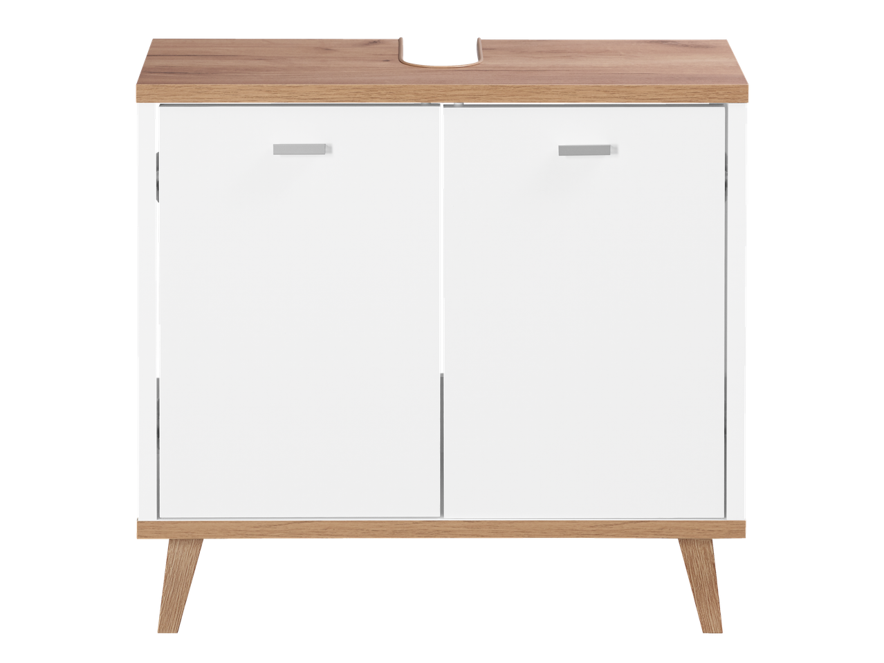 LIVARNO Mosdó alsószekrény: Bijeli kupaonski ormarić s drvenom pločom i nogama