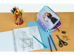 Pencils, pens, Frozen pencil case, and drawing paper.