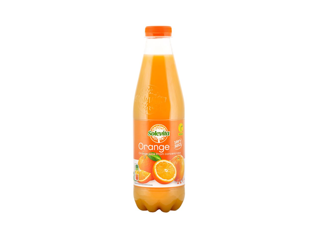 'Solevita' apelsinų sulčių butelis.