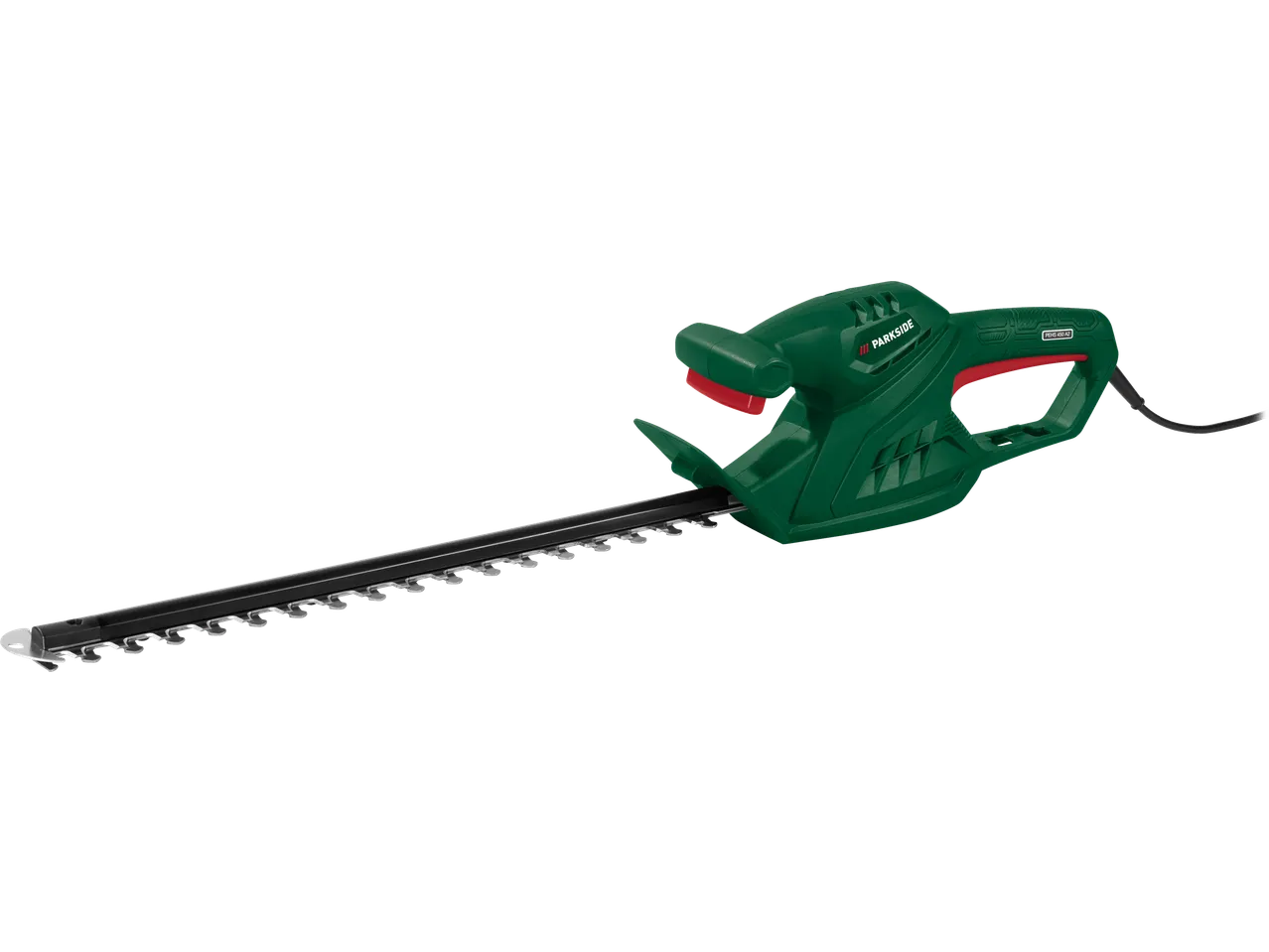 Aparador de sebes elétrico Parkside® 450W, verde e preto com detalhes vermelhos