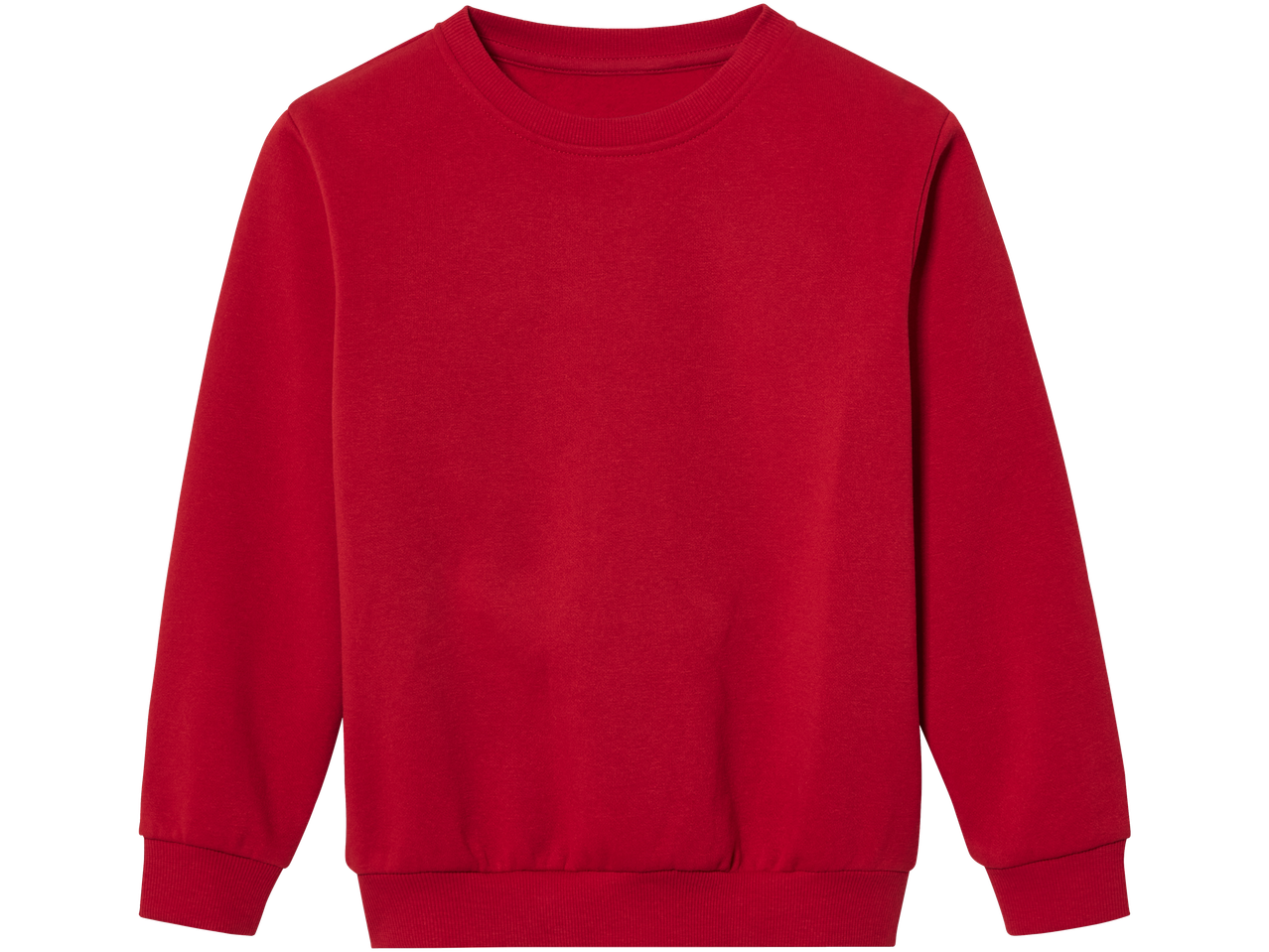 Red crew neck sweatshirt.
