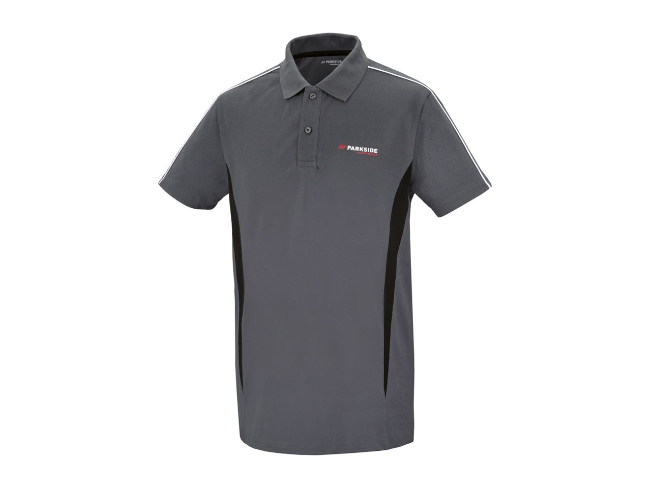 A dark gray Regatta short-sleeve polo shirt.