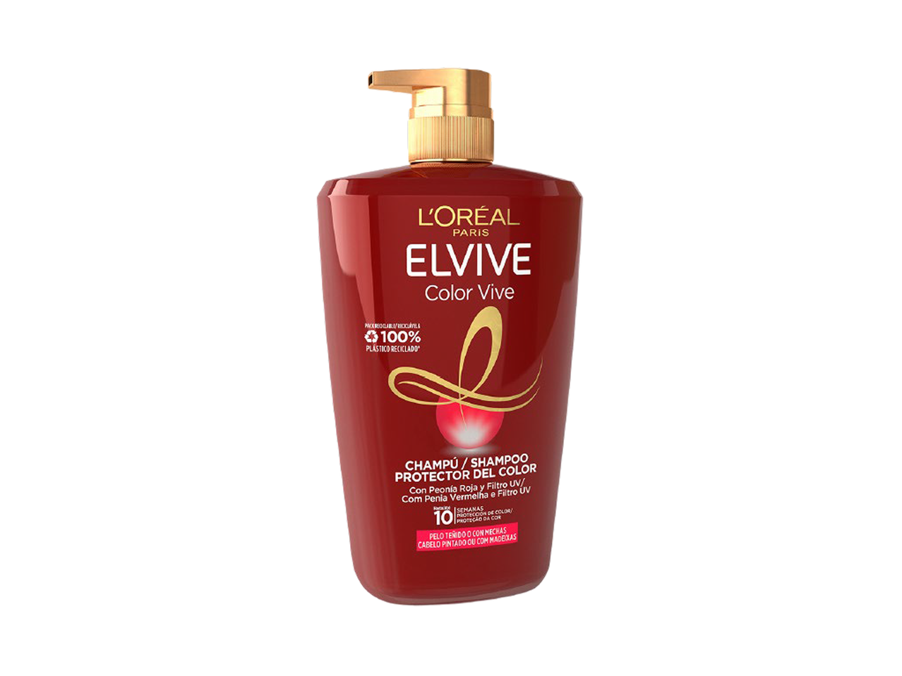 Champô protetor de cor para cabelo pintado ou com madeixas, com peónia vermelha e filtro UV.