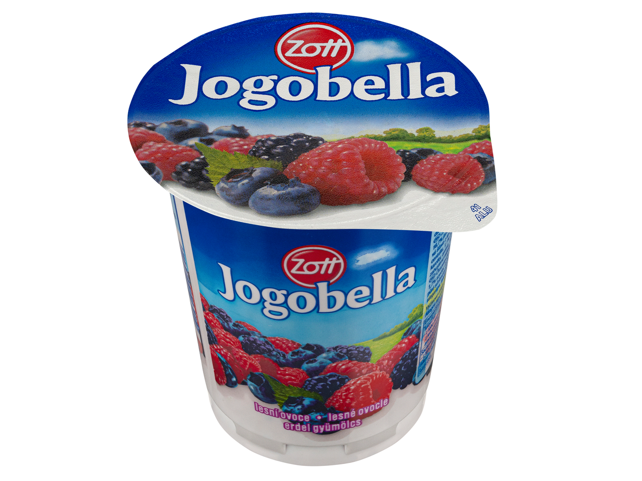 Zott Jogobella erdei gyümölcsös joghurt egy pohárban.