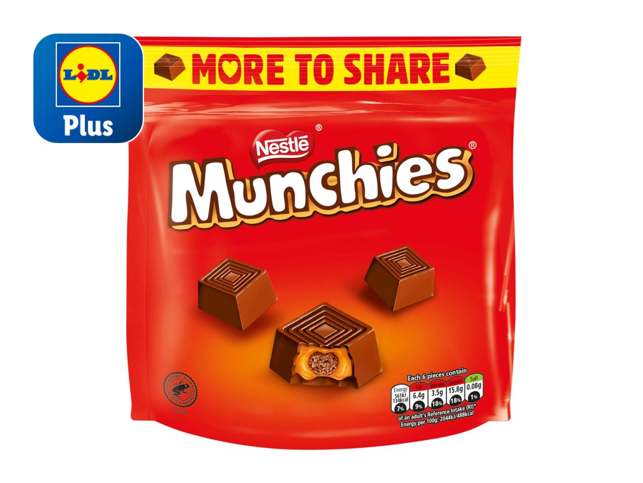 A bag of Cadbury Munchies chocolate squares.