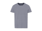 Marineblaues, gestreiftes Herren-T-Shirt.