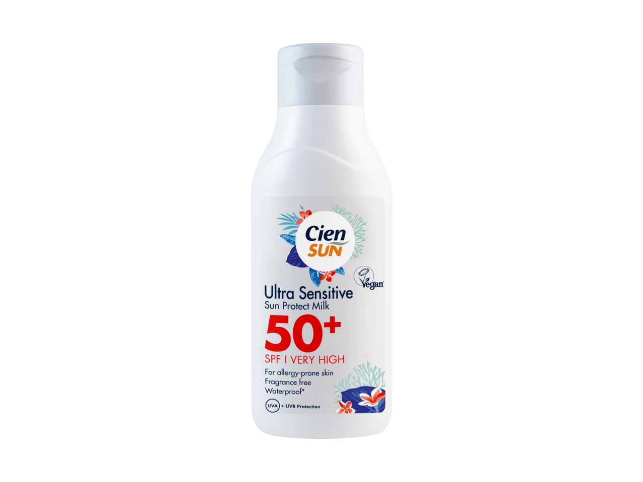 Cien Sun Ultra Sensitive Sunscreen SPF 50+ lotion bottle.
