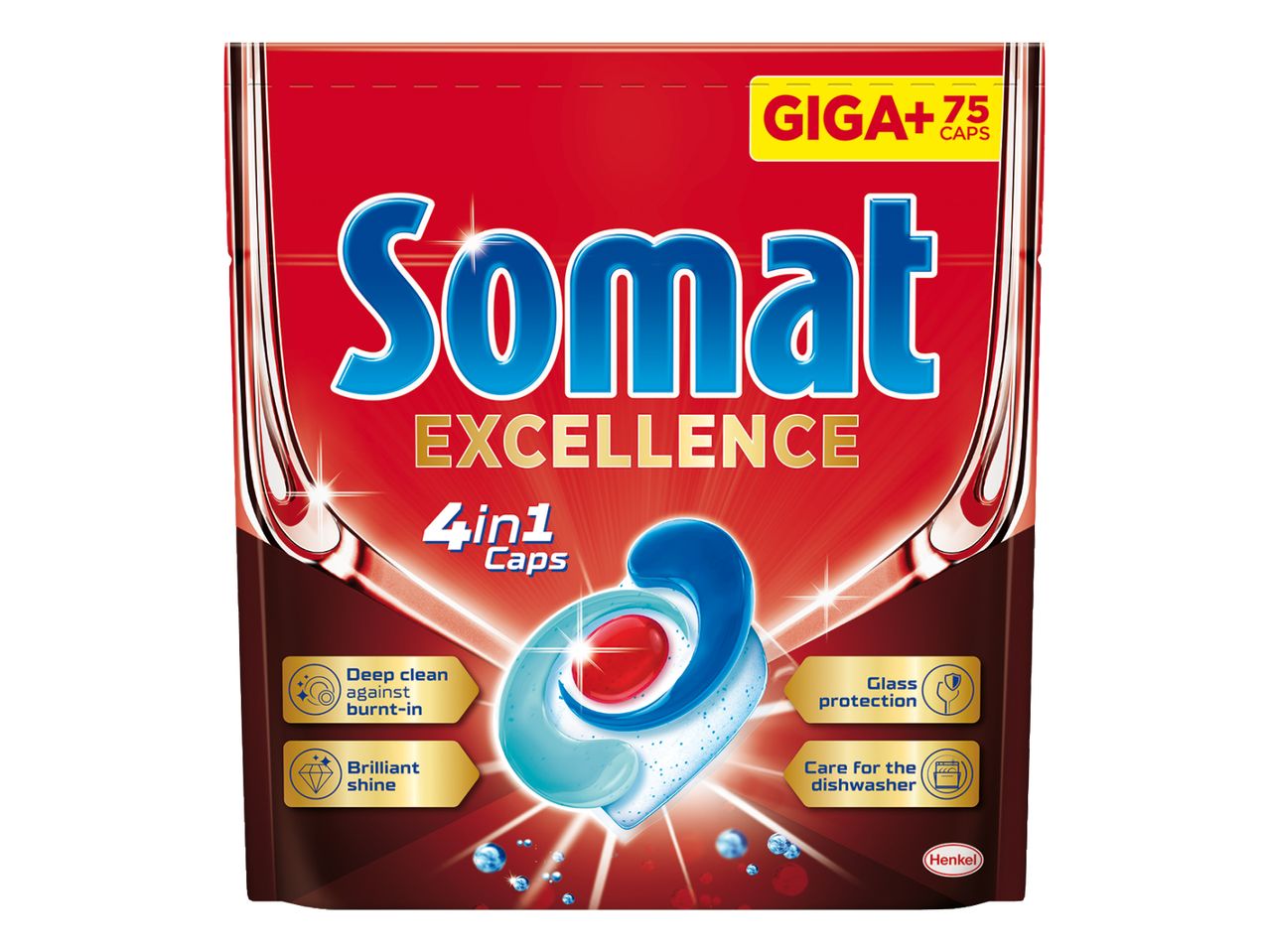 Somat Excellence 4-v-1 kapsule za pomivalni stroj, 75 kapsul, za globinsko čiščenje in sijaj.