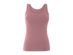 A plain pink women's tank top on a white background.