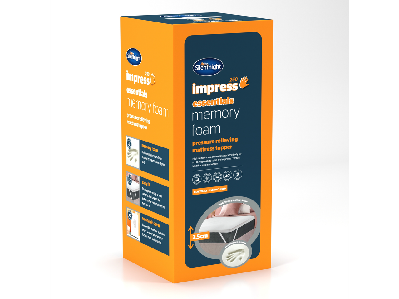 Silentnight Impress Memory Foam Topper King Size packaging.