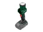 A Parkside cordless LED work light with a battery pack attached, on a white background.