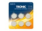 Trónic CR2025 lithium button cell batteries, 6 pack.