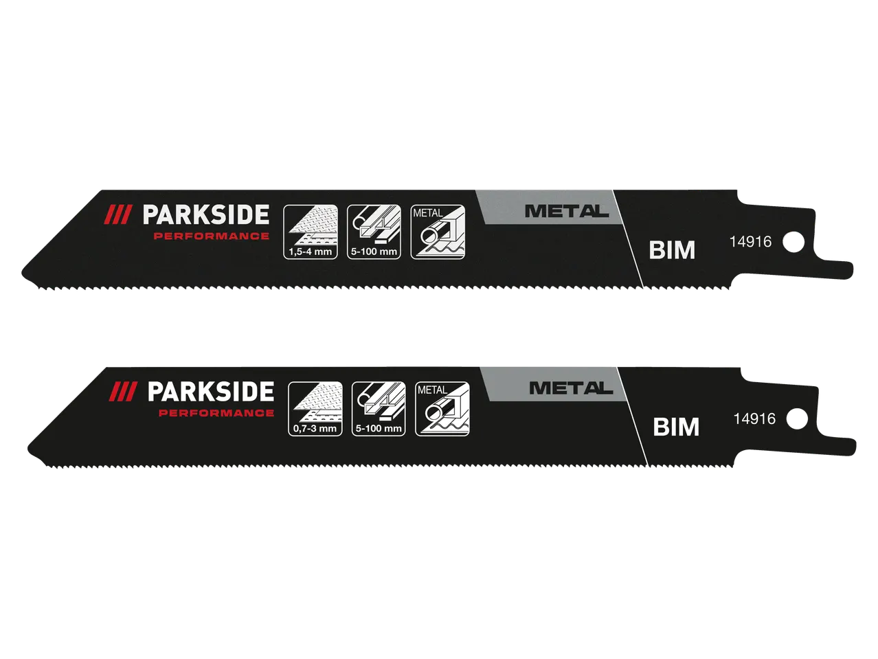 Parkside® Performance pjūklų geležtės metalui, 1,5-4 mm ir 0,7-3 mm.