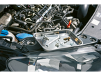 Parkside® magnetic tray with tools and car engine in the background