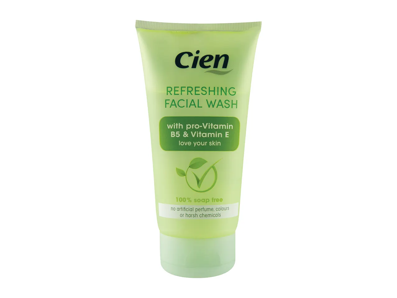 Cien refreshing facial wash with pro-vitamin B5 & Vitamin E.