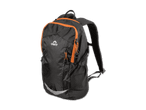 Ein schwarzer Crivit Rucksack mit orangefarbenen Reißverschlüssen und Akzenten.