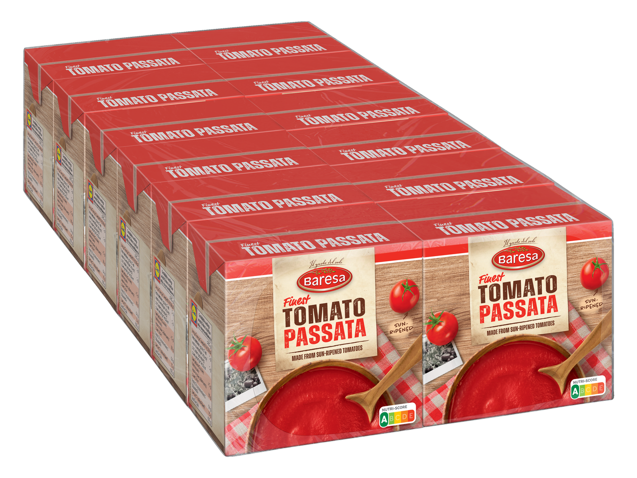 Barena Finest Tomato Passata: boîtes de tomates mûries au soleil.