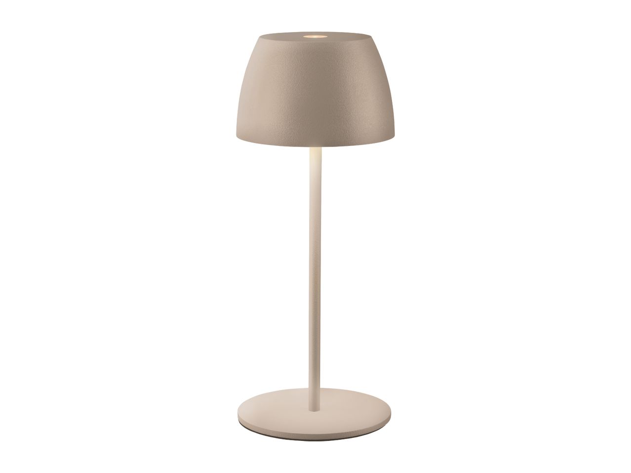Modern beige cordless LED table lamp with a textured finish