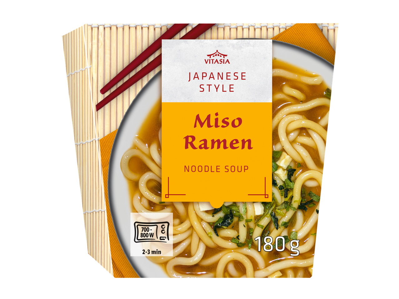 Japanse miso ramen noedelsoep van Vitasia, 180g, bereiding 2-3 min.