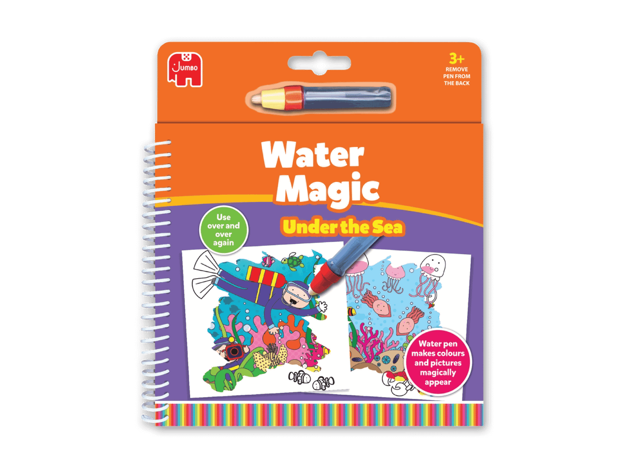 Jumbo Wassermalbuch 'Unter dem Meer': Spiralbindung, wiederverwendbar mit Wassermal-Stift.