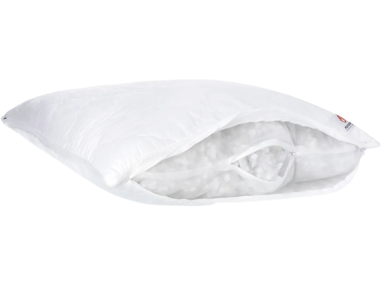 Fehér Polygiene® Duo-steppelt steppelt párna nyitott cipzárral