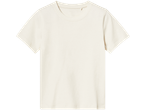Tricou crem, cu guler rotund.
