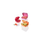 Contenitori per pranzo rosa e arancioni, perfetti per snack e spuntini.