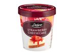 Deluxe strawberry cheesecake in a tub.