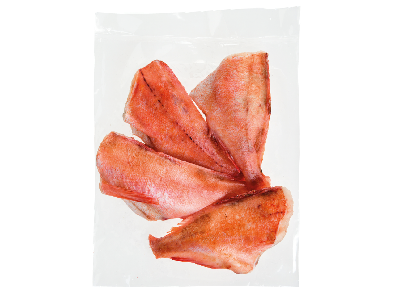 Pacote de filetes de truta frescos.