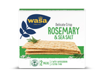 Verpakking van delicate, knapperige crackers met rozemarijn en zeezout, gemaakt met volkoren.