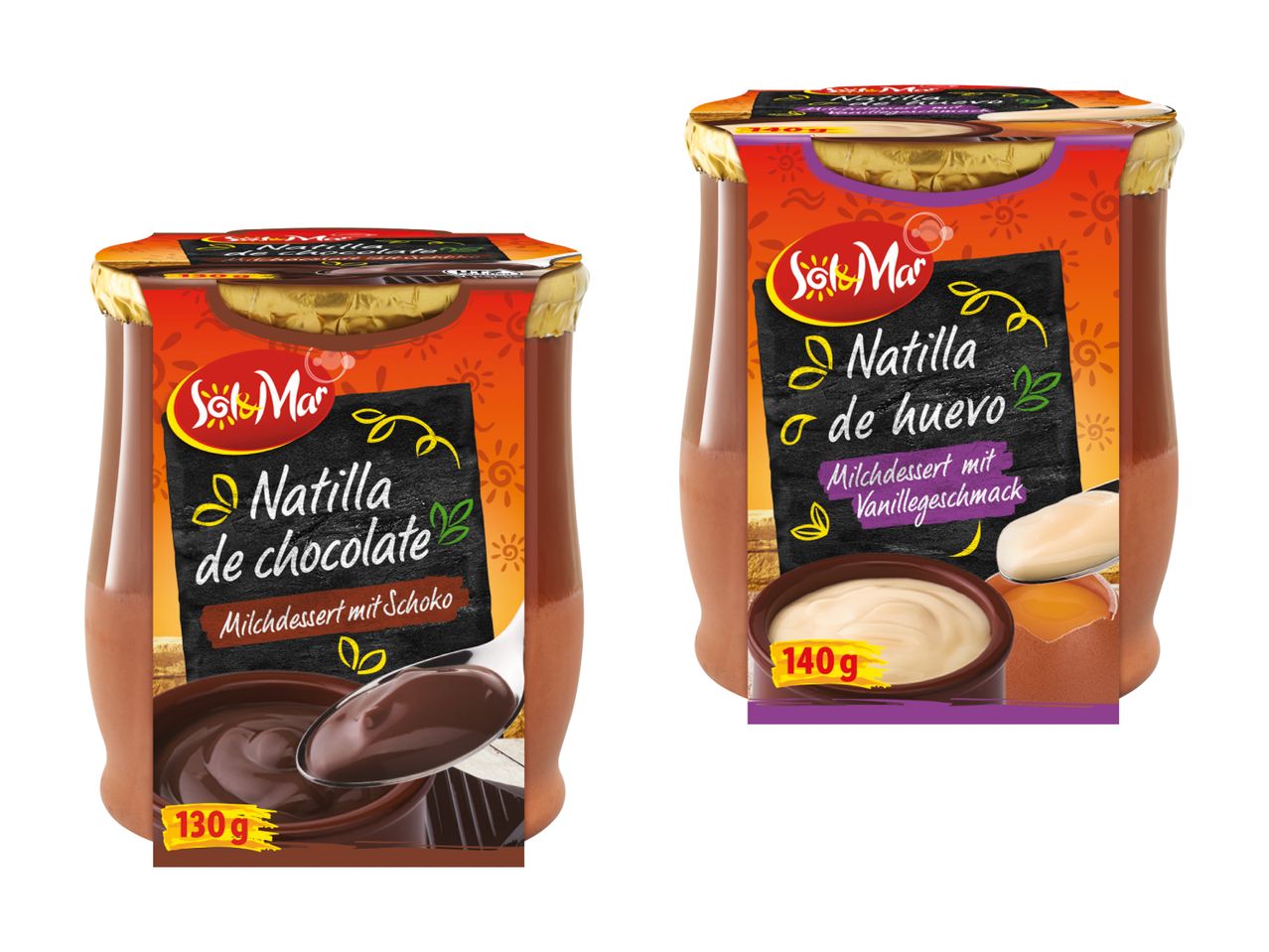 Zwei Gläser JmJ Nutella, Schokolade und Haselnuss.