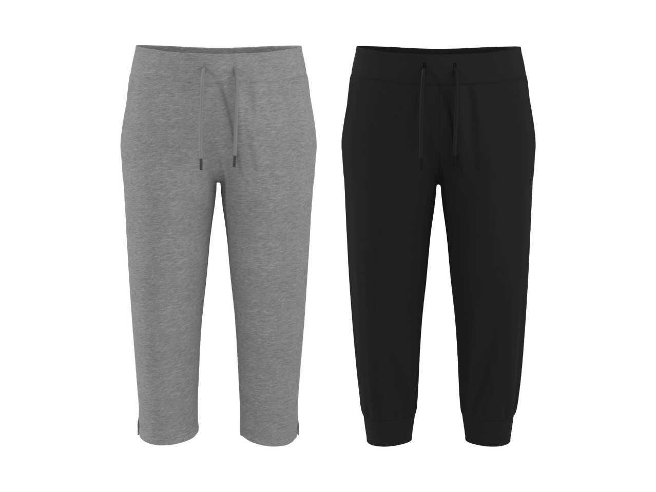 Pantalon de jogging court gris et noir pour femme