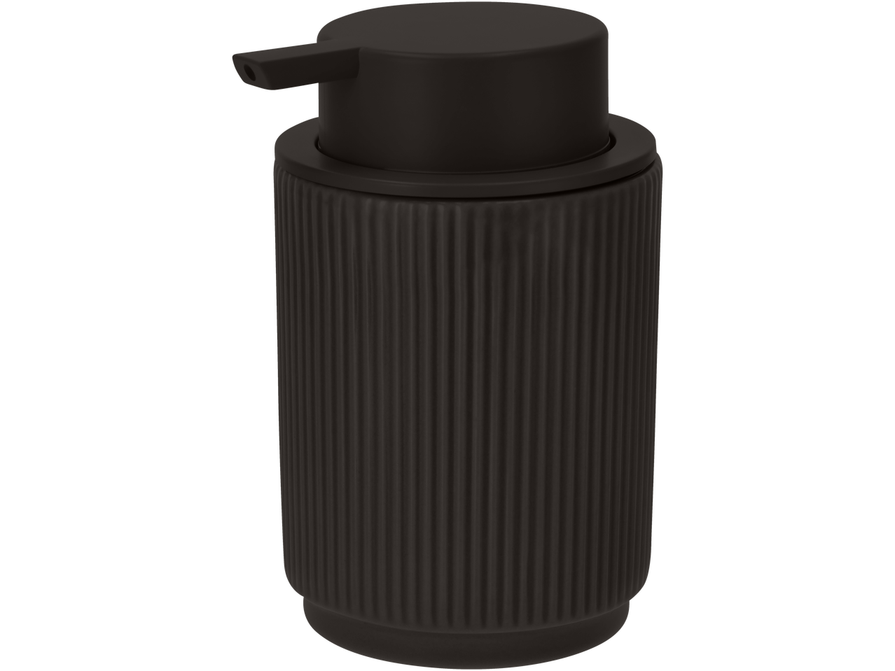 LIVARNO HOME® donkergrijze keramische zeepdispenser met geribbelde textuur
