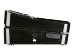 A black plastic carrying case, possibly for a musical instrument.