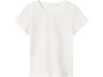 Plain white short-sleeved t-shirt with a round neck.