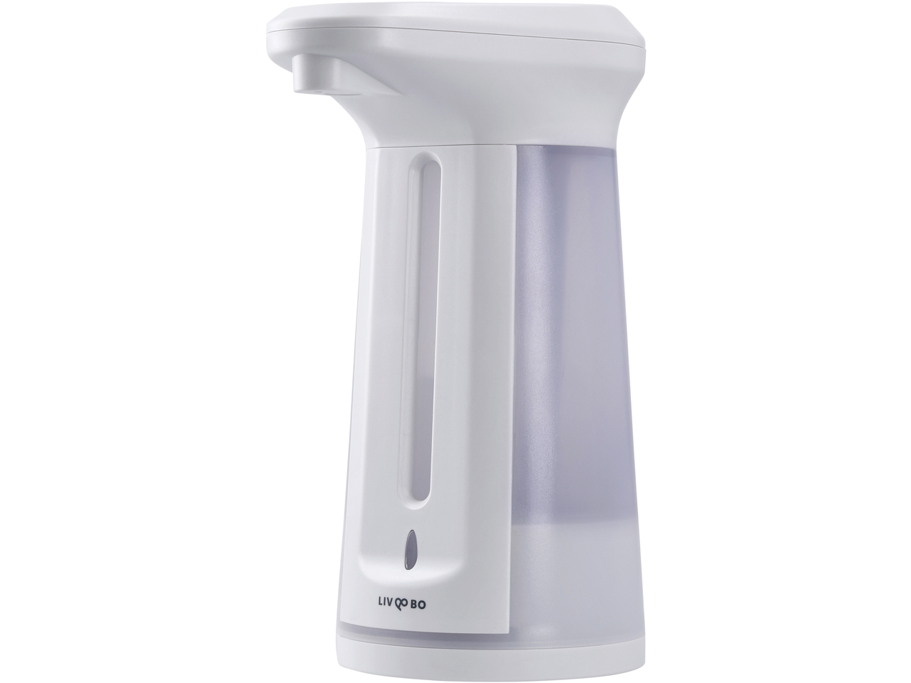 Dozator electric de săpun alb LIVARNO HOME cu rezervor transparent.