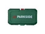 Green toolbox with a white logo and red details.