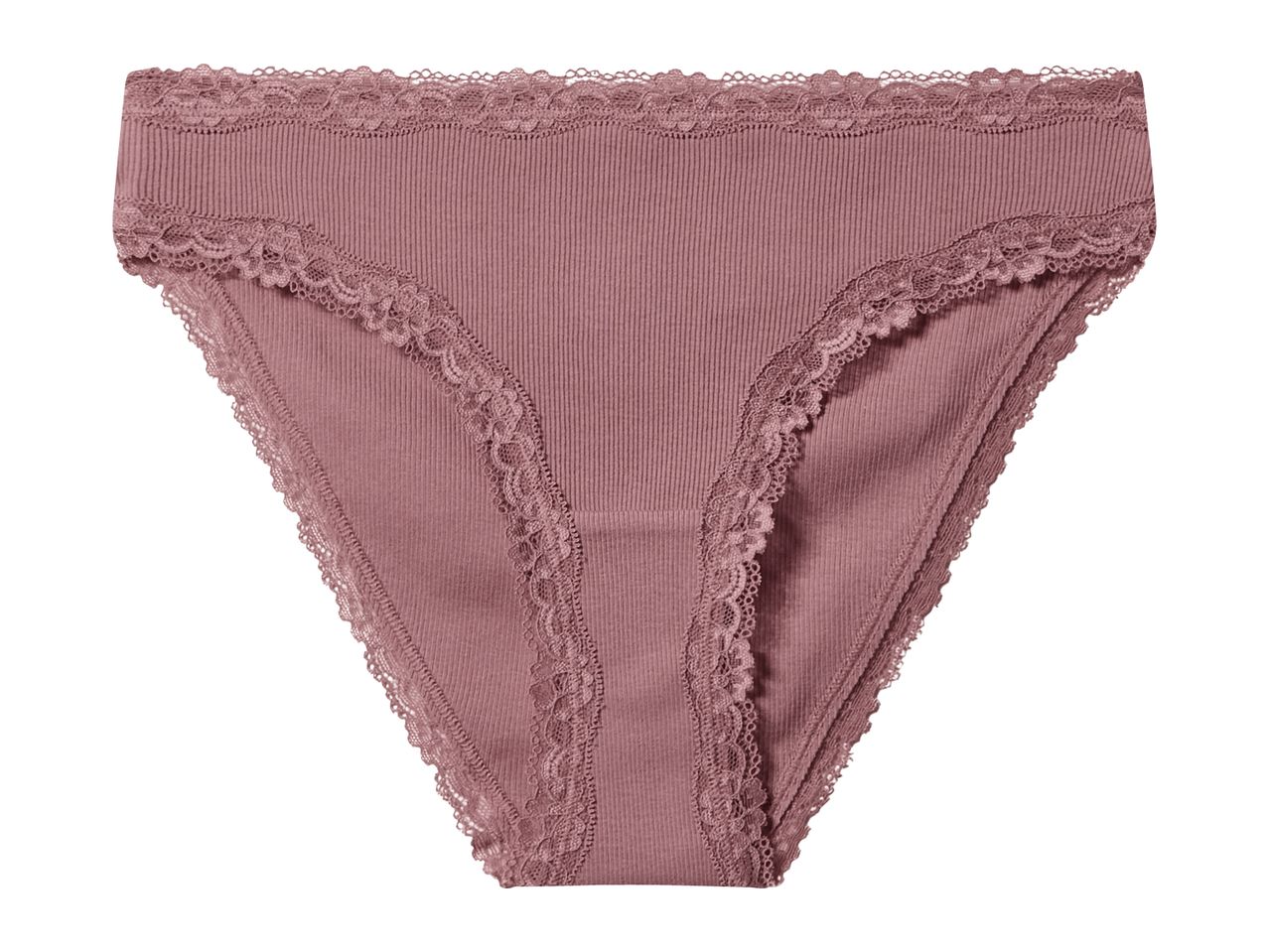 Pink ribbed lace trim briefs
