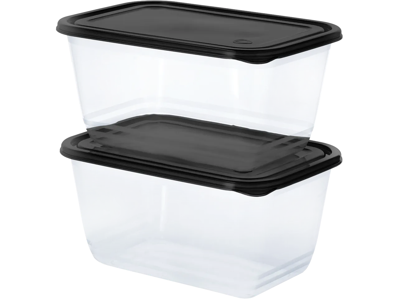 Two stacked SILVERCREST® Food Storage Containers with black lids.