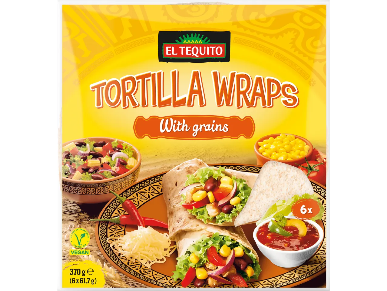 El Tequito tortillas avec grains: 6 wraps végétaliens.