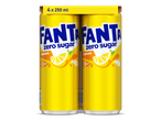 Vier blikjes citroenfrisdrank zonder suiker, 4 x 250 ml.