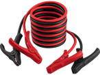 Ultimate Speed jump starter cables with red and black clamps.